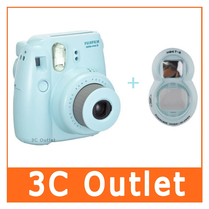 Камера Fujifilm Instax Mini 8 + объектив крупным планом камера Мгновенной Печати (2 в 1 синий