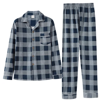 Autumn Winter 100%Cotton Mens Pajamas Set Striped Pijama Hombre Long Sleeve Turn-down Collar Plus Size Male Nightwear Suit
Autumn Winter 100%Cotton Mens Pajamas Set Striped Pijama Hombre Long Sleeve Turn-down Collar Plus Size Male Nightwear Suit