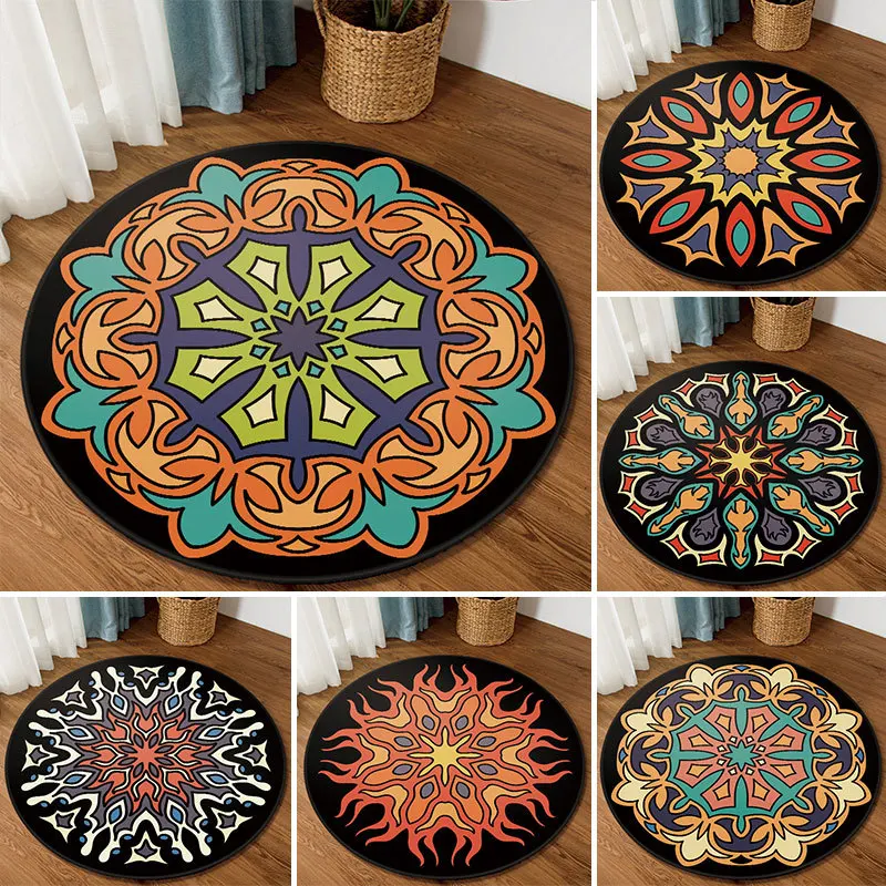 American national vintage ethnic totem mandala round carpet Non-slip Balcony coffee table hanging basket home decoration mat 
American national vintage ethnic totem mandala round carpet Non-slip Balcony coffee table hanging basket home decoration mat