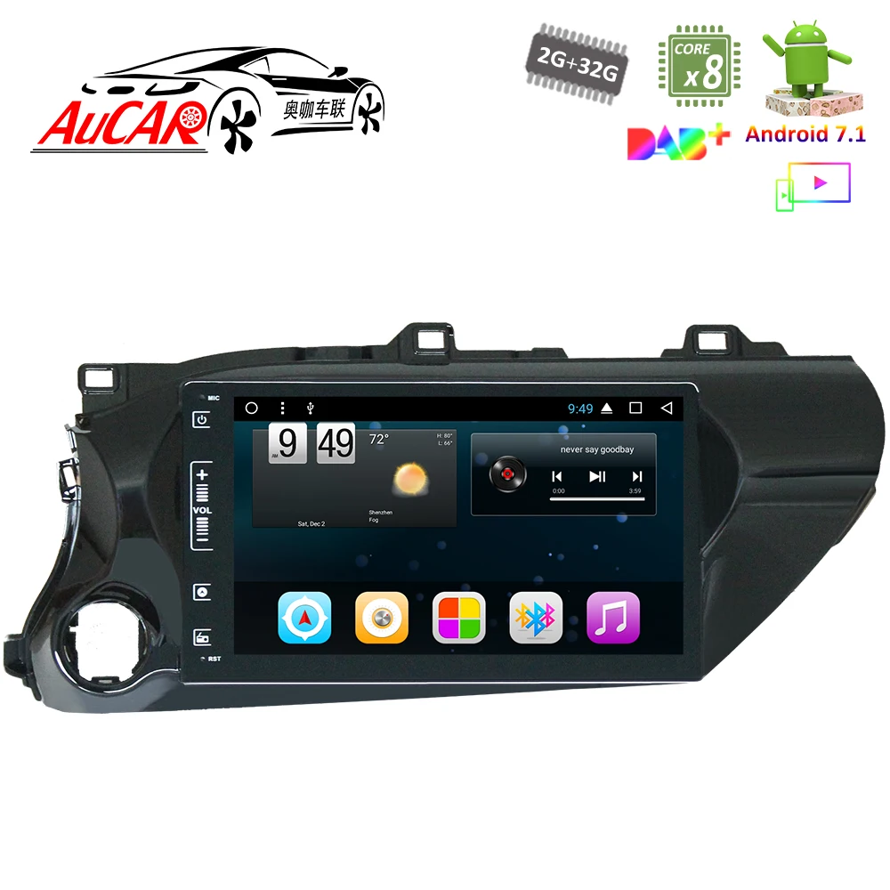 Android 7 1 10 "Автомобильный dvd плеер GPS навигационная система для Toyota Hilux 2016 2017 HD 1024*600