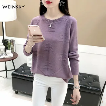 Women Knitted Solid Sweater And Pullovers Korean Fashion Style O-Neck Sweater Winter And Autumn 2019 New Tops
Women Knitted Solid Sweater And Pullovers Korean Fashion Style O-Neck Sweater Winter And Autumn 2019 New Tops