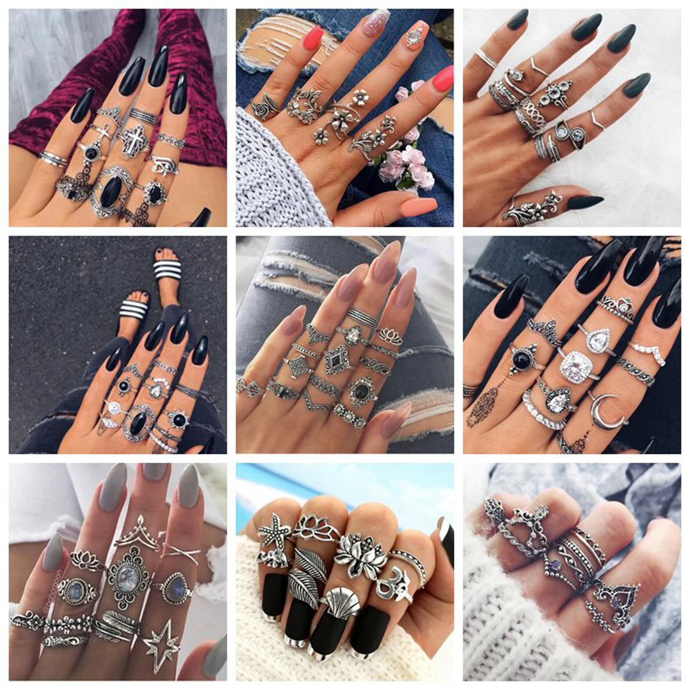 Free Fan Vintage Crown Wave Flower Cross Crystal Women Bohemian Ring Jewelry Antique Silver Finger Boho Rings Set Anel Bague Set
Free Fan Vintage Crown Wave Flower Cross Crystal Women Bohemian Ring Jewelry Antique Silver Finger Boho Rings Set Anel Bague Set