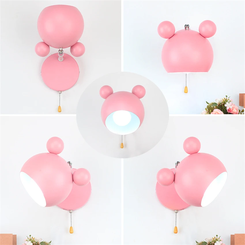 Pink Mickey Shape Children's Room Wall Lamps Korean Study Aisle Princess Bedroom Sconce Wall Lights Nordic with Switch Fixtures
Pink Mickey Shape Children's Room Wall Lamps Korean Study Aisle Princess Bedroom Sconce Wall Lights Nordic with Switch Fixtures