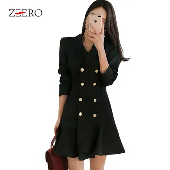 Korean Women Blazer Dress Long Sleeve Noteched Ruffles Blazers Coats Elegant Boycon Long Black Outerwear Jackets Office Ladies
Korean Women Blazer Dress Long Sleeve Noteched Ruffles Blazers Coats Elegant Boycon Long Black Outerwear Jackets Office Ladies