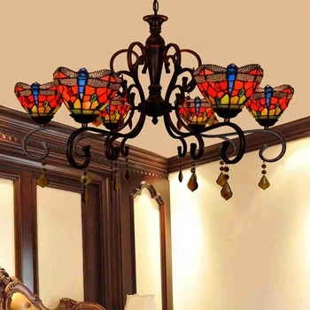 Tiffany Baroque Red Dragonfly Stained Glass Suspended Luminaire E27 110-240v Chain Pendant Lights For Home Parlor Dining Room
Tiffany Baroque Red Dragonfly Stained Glass Suspended Luminaire E27 110-240v Chain Pendant Lights For Home Parlor Dining Room