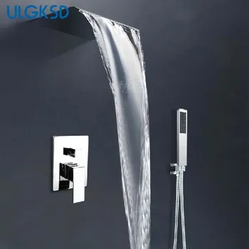 ULGKSD Bath Waterfall Shower Set Faucets Chrome finished Bathroom shower faucet with HandShower Head Sprayer Mixer Tap
ULGKSD Bath Waterfall Shower Set Faucets Chrome finished Bathroom shower faucet with HandShower Head Sprayer Mixer Tap