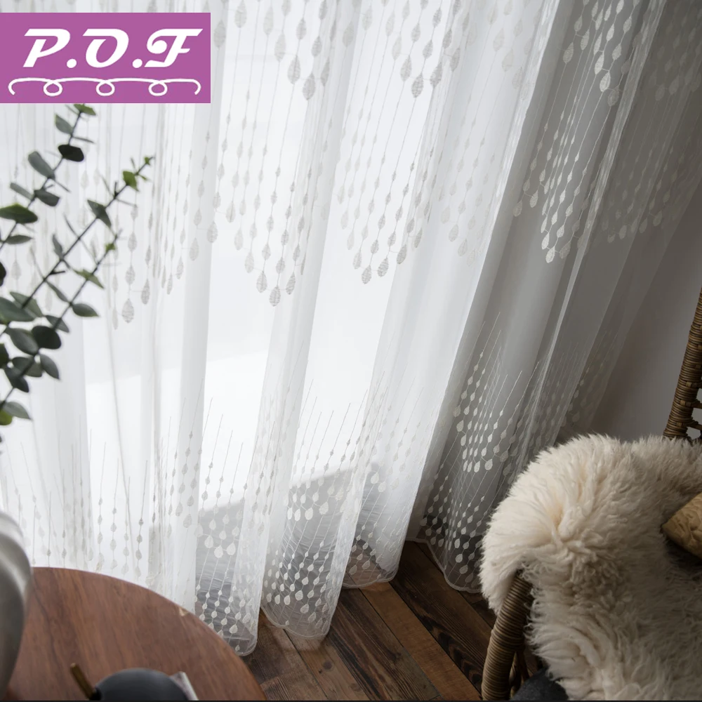 P.O.F Embroidered Curtain For Living Room Modern Tulle Window Drapes White Sheer For Bedroom Raindrop Design
P.O.F Embroidered Curtain For Living Room Modern Tulle Window Drapes White Sheer For Bedroom Raindrop Design