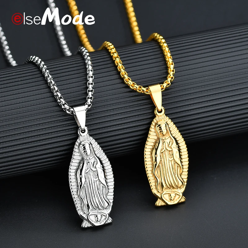 ELSEMODE Gold Virgin Mary Mental Pendant Necklace Christmas Gifts 316lL Stainless Steel Medallion Necklace Women Men Jewelry
ELSEMODE Gold Virgin Mary Mental Pendant Necklace Christmas Gifts 316lL Stainless Steel Medallion Necklace Women Men Jewelry