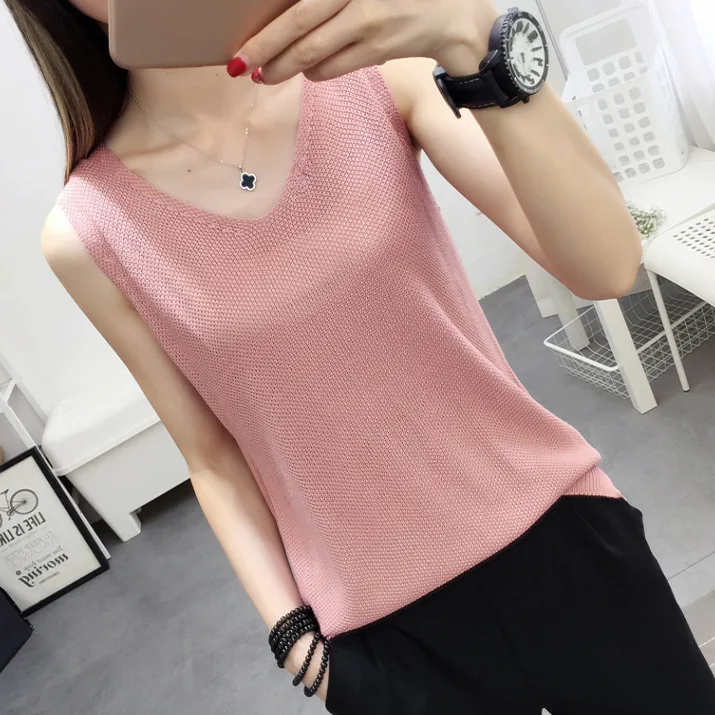 Top women Summer V Neck Hollow Knitted Vest Sleeveless Casual Tank Blusas Tops Sheer Mesh Patchwork T Shirt Bottom Camisole 2019
Top women Summer V Neck Hollow Knitted Vest Sleeveless Casual Tank Blusas Tops Sheer Mesh Patchwork T Shirt Bottom Camisole 2019