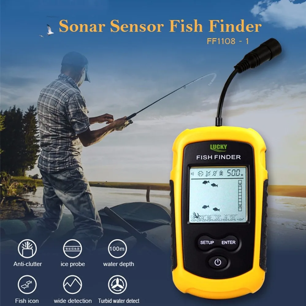 FFC1108-1 Alarm 100M Portable Floating Sonar LCD Fish Finders Fishing lure Echo Sounder Waterproof Fishing Finder
FFC1108-1 Alarm 100M Portable Floating Sonar LCD Fish Finders Fishing lure Echo Sounder Waterproof Fishing Finder