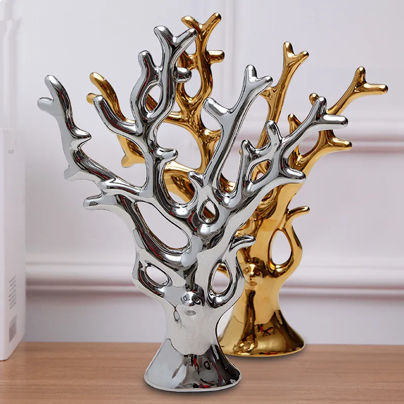 

Simulation Plant Tree Statue Plating Pachira Aquatica Modern Art Ceramic Craftwork Home Interior Design Wedding Gift L2947