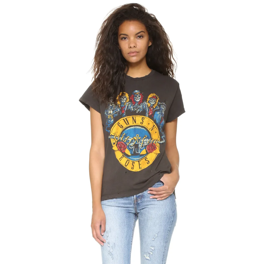 Brown short sleeve O neck distressed ripped holes guns n roses print t shirts for women ladies girls casual rock punk tees tops
Brown short sleeve O neck distressed ripped holes guns n roses print t shirts for women ladies girls casual rock punk tees tops