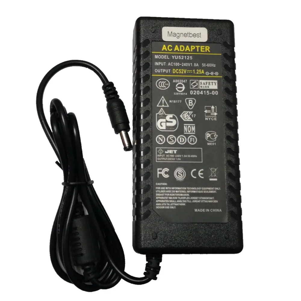 52V 1.25A AC DC Adapter Charger For POE Switch 52V 1.25A Switch Power Supply DC 5.5*2.5/2.1mm
52V 1.25A AC DC Adapter Charger For POE Switch 52V 1.25A Switch Power Supply DC 5.5*2.5/2.1mm