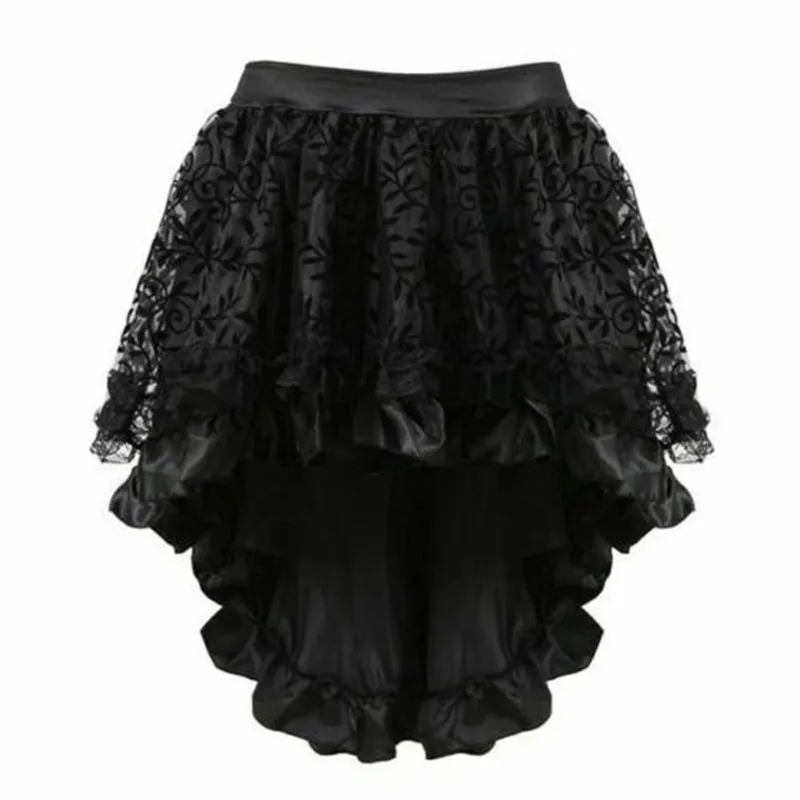 xxxxxxl xxxxxl Plus Size Cosplay Costumes Steampunk Victorian Asymmetrical Ruffled Satin & Lace Trim Gothic Skirts Women Corset | Женская
