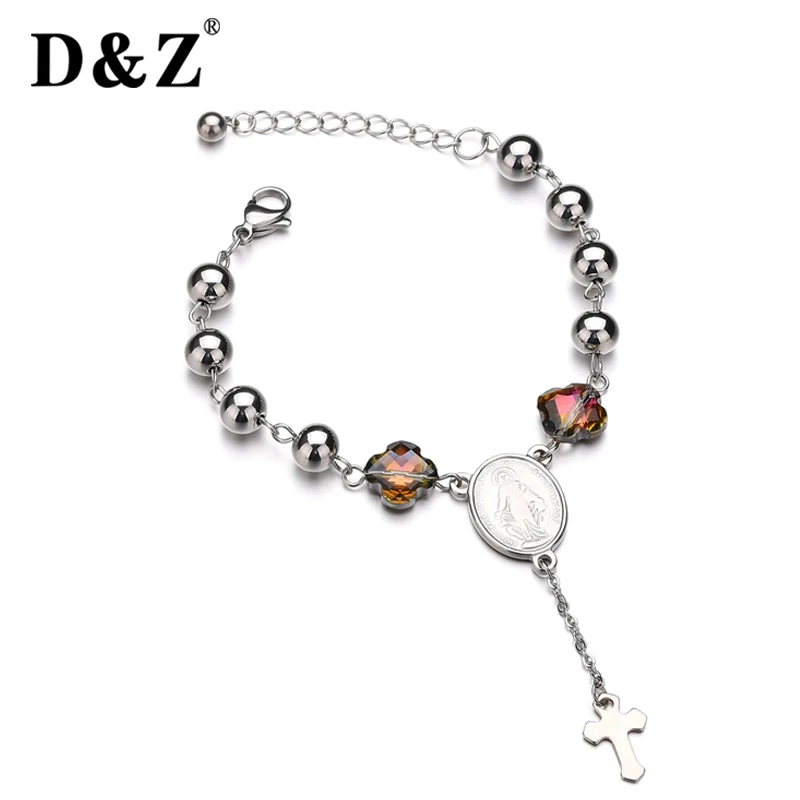 D&Z Stainless Steel Rosary Beads Bracelets For Lady Catholic Virgin Mary Cross Pendant Bracelet Homme
D&Z Stainless Steel Rosary Beads Bracelets For Lady Catholic Virgin Mary Cross Pendant Bracelet Homme