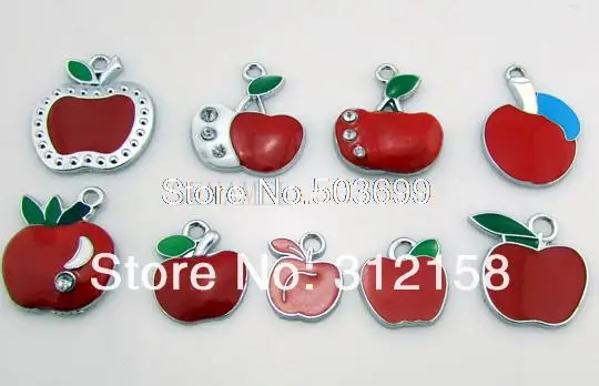 Фото S21! Оптовая продажа 100 шт./лот DIY сплав эмаль смешанные красные яблоки шармы