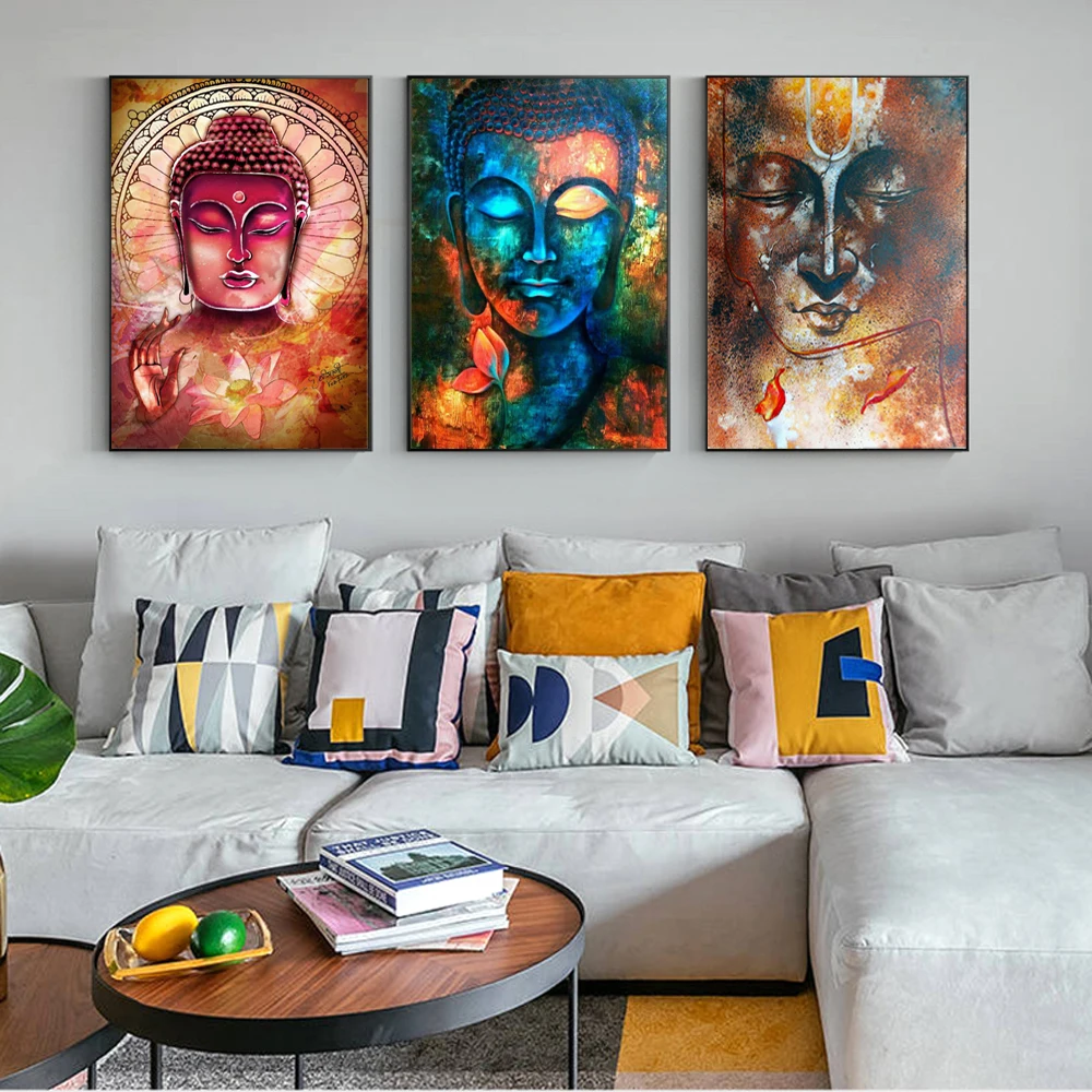 

Abstract Buddha Canvas Paintings Modern Colorful Buddhism Wall Art Canvas Prints Wall Decorative Canvas Pictures For Living Room