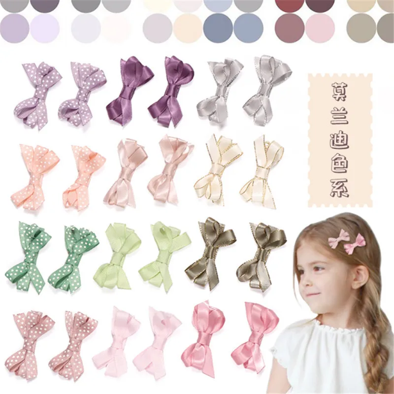 

24pcs/lot Cute Polka Dot Kids Bow Hair Clip Newborn Ribbon Bowknot Hairpin Hair Accessories Sweet Princess Headdress