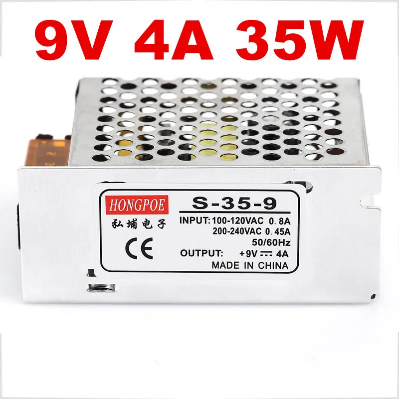 

10 Pcs Best quality 9V 4A 35W Switching Power Supply 9V4A Driver for LED Strip AC 100-240V Input to DC 9V Power Supply