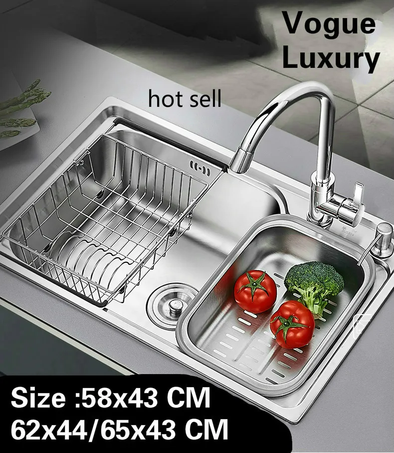 

Free shipping Apartment vogue mini kitchen single trough sink luxury wash vegetables 304 stainless steel 58x43/62x44/65x43 CM
