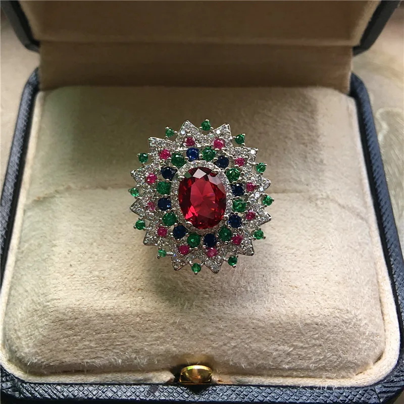 Vintage Female Rainbow Colorful Flower Ring Classic 925 Silver Filled Big Oval Ring Fashion Promise Engagement Rings For Women
Vintage Female Rainbow Colorful Flower Ring Classic 925 Silver Filled Big Oval Ring Fashion Promise Engagement Rings For Women
