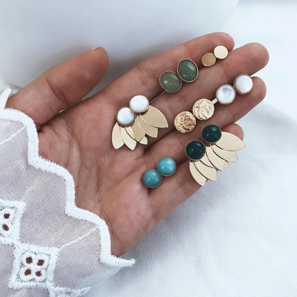 7 Pairs/set Bohemia Fashion Stud Earrings Women Green Stone Round Earrings Set Girl Trendy Jewelry Boucle D'oreille Femme 2019
7 Pairs/set Bohemia Fashion Stud Earrings Women Green Stone Round Earrings Set Girl Trendy Jewelry Boucle D'oreille Femme 2019