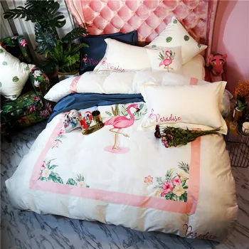 White Black Purple Blue Luxury Flamingo Flowers Embroidery Egyptian Cotton Bedding Set Duvet Cover Bed sheet/Linen Pillowcases
White Black Purple Blue Luxury Flamingo Flowers Embroidery Egyptian Cotton Bedding Set Duvet Cover Bed sheet/Linen Pillowcases