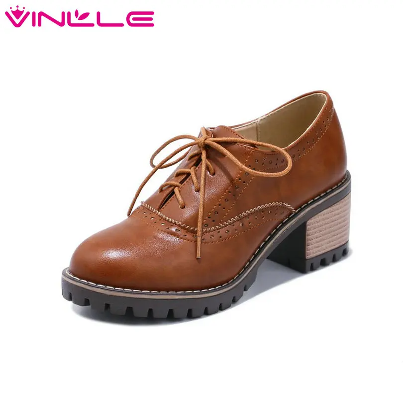 VINLLE 2018 Women Shoes PU Leather Square High Heel Woman Shoes Round Toe Platform Buckle Ladies Wedding Pumps Size 34-43
VINLLE 2018 Women Shoes PU Leather Square High Heel Woman Shoes Round Toe Platform Buckle Ladies Wedding Pumps Size 34-43