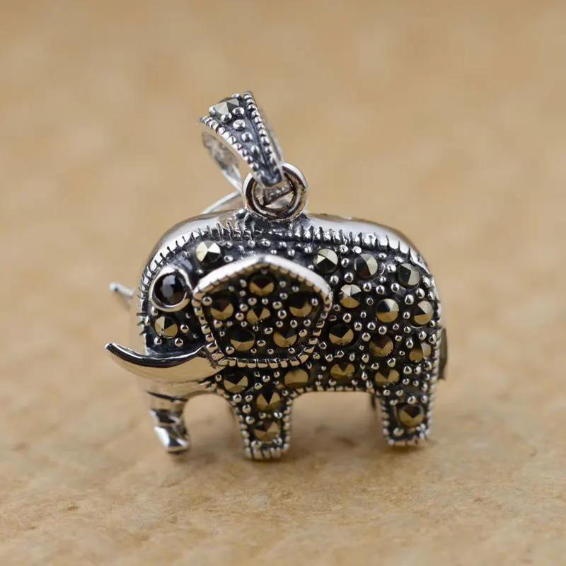 FNJ 925 Silver Elephant Pendant MARCASITE 100% Pure S925 Solid Thai Silver Animal Pendants for Men Jewelry Making 
FNJ 925 Silver Elephant Pendant MARCASITE 100% Pure S925 Solid Thai Silver Animal Pendants for Men Jewelry Making