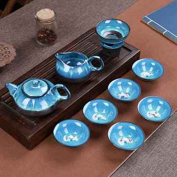 Jun Porcelain fish tea set ceramic teapot kettle ceramic tea cup fish chinese kung fu tea set drinkware
Jun Porcelain fish tea set ceramic teapot kettle ceramic tea cup fish chinese kung fu tea set drinkware