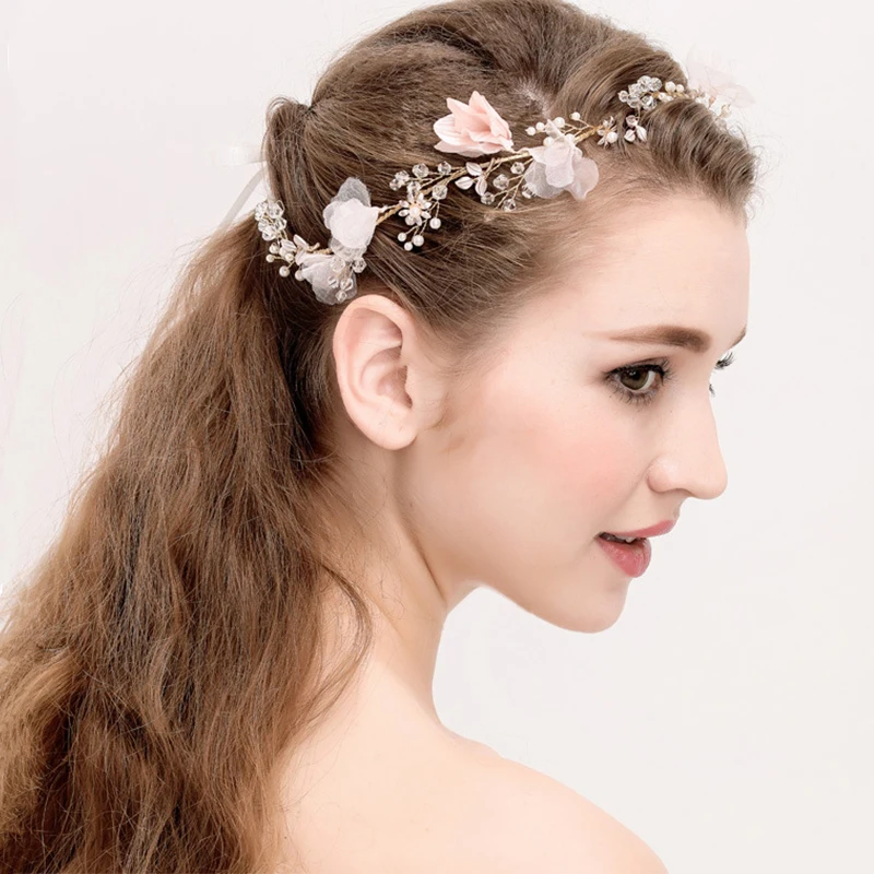 Gold Crystal Pink Yarn Floral Flower Bride Headband Princess Pearl Wedding Hair Jewelry Hair Accessories Hairwear For Women
Gold Crystal Pink Yarn Floral Flower Bride Headband Princess Pearl Wedding Hair Jewelry Hair Accessories Hairwear For Women