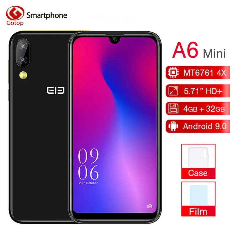 

Original Elephone A6 Mini 5.71'' waterdrop Screen Mobile Phone Android 9.0 MT6761 Quad Core HD+ 4GB 32GB/64GB 16MP 4G Smartphone