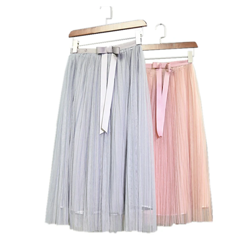 SK859 Pettiskirt Midi Tulle Skirt Solid Colors Bow...
