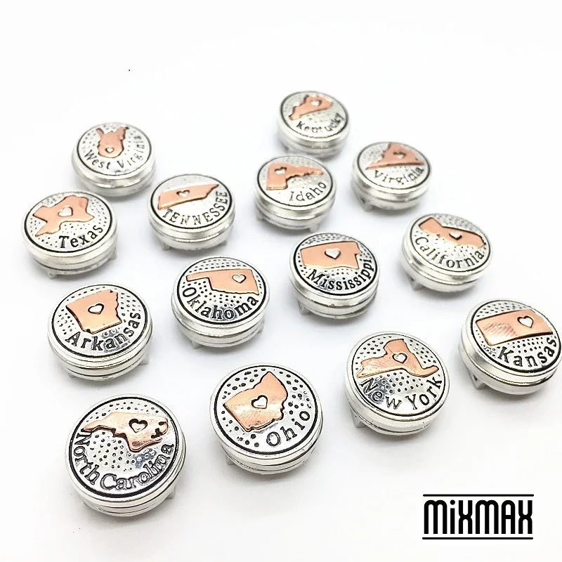 American States map 18mm interchangeable Zinc Alloy metal charms bracelet necklace earrings jewelry diy snap button men women
American States map 18mm interchangeable Zinc Alloy metal charms bracelet necklace earrings jewelry diy snap button men women