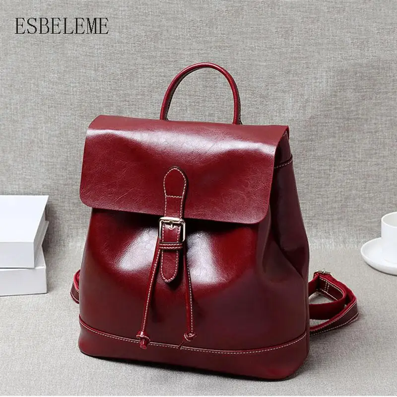 New Women Genuine Leather Backpack Ladies Vintage Brown Casual Bag Girls School Bag Female Large Capacity Shoulder Bags YG342
New Women Genuine Leather Backpack Ladies Vintage Brown Casual Bag Girls School Bag Female Large Capacity Shoulder Bags YG342