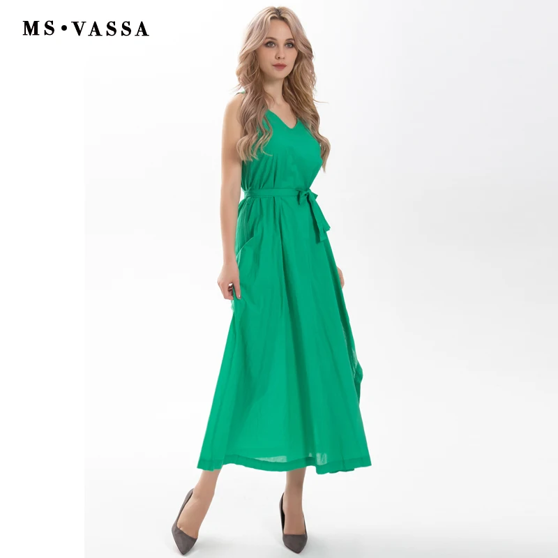MS VASSA Clearance Sale Summer Dress Women Maxi Dress with belt V-neck Sleeveless plus size 5XL 6XL ladies loose dress
MS VASSA Clearance Sale Summer Dress Women Maxi Dress with belt V-neck Sleeveless plus size 5XL 6XL ladies loose dress