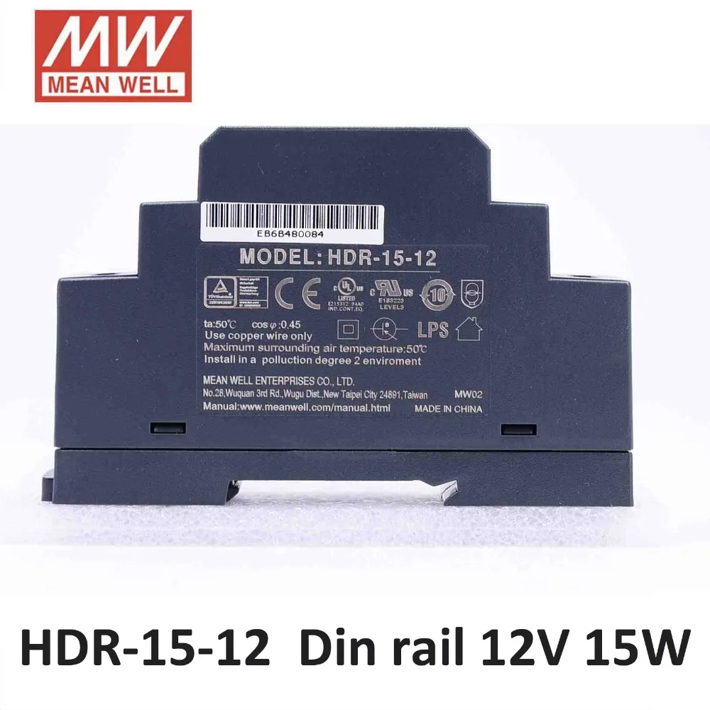 MEAN WELL HDR-15-12 ultra slim 1.25A 12V 15W DIN Rail Power Supply 86-264VAC input 12V DC 15W DR industrial power supply CE UL
MEAN WELL HDR-15-12 ultra slim 1.25A 12V 15W DIN Rail Power Supply 86-264VAC input 12V DC 15W DR industrial power supply CE UL