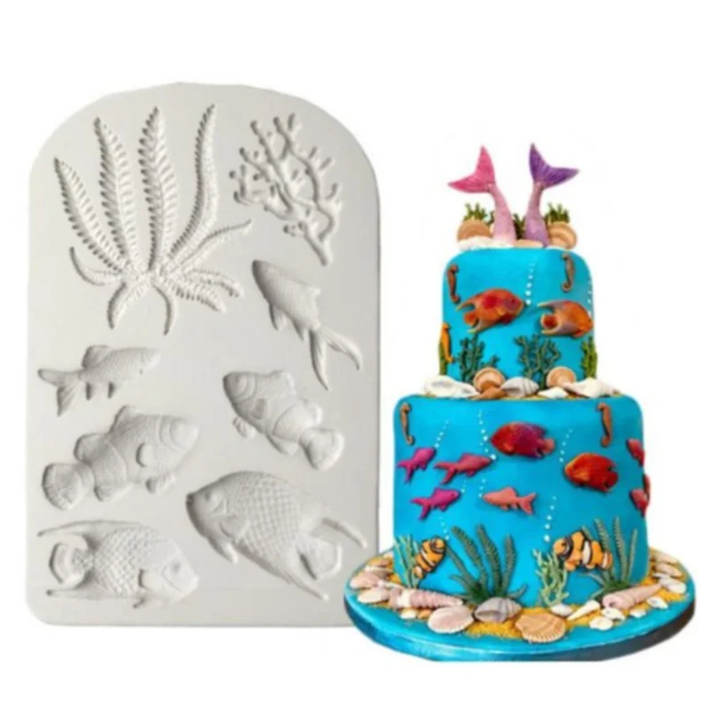 1pcs Fish Seaweed Silicone Mold DIY Cake Border Fondant Cake Decorating Tools Sea Coral Cupcake Chocolate Moulds Sea Cake mold
1pcs Fish Seaweed Silicone Mold DIY Cake Border Fondant Cake Decorating Tools Sea Coral Cupcake Chocolate Moulds Sea Cake mold