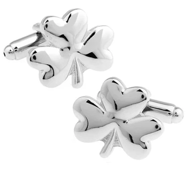 

Factory Price Retail Fashion Men Gifts Cuff links Copper Material White Clover Design CuffLinks Free Shipping