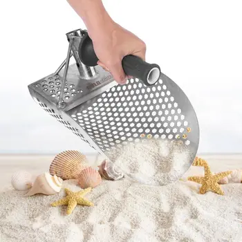 Sand Scoop for Metal Detecting, Stainless Steel with Hexahedron Holes for Beach Treasure Hunting + Plastic Handle
Sand Scoop for Metal Detecting, Stainless Steel with Hexahedron Holes for Beach Treasure Hunting + Plastic Handle