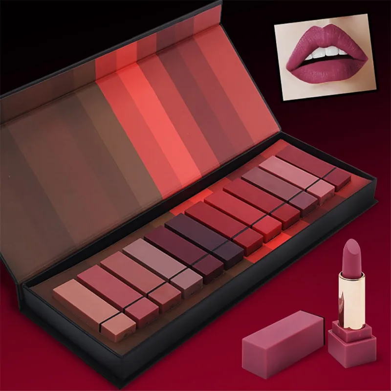 Maquiage brand 12pcs/lot lip kit matte Lipstick Waterproof Nutritious Velvet lip stick Red Tint Nude batom makeup set
Maquiage brand 12pcs/lot lip kit matte Lipstick Waterproof Nutritious Velvet lip stick Red Tint Nude batom makeup set