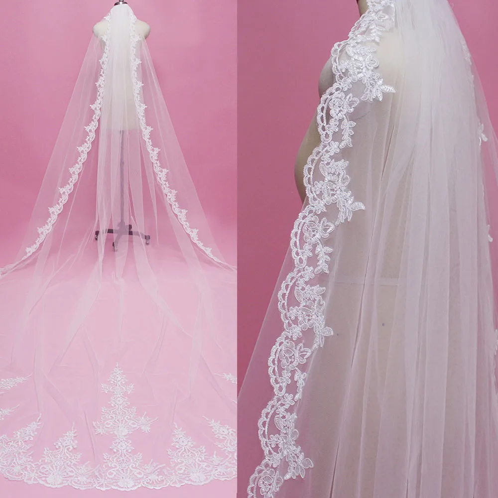 Real Photos 4 Meters Long Lace Edge One Layer Wedding Veil with Comb Luxury 4 M White Ivory Bridal Veil Velo de Novia
Real Photos 4 Meters Long Lace Edge One Layer Wedding Veil with Comb Luxury 4 M White Ivory Bridal Veil Velo de Novia