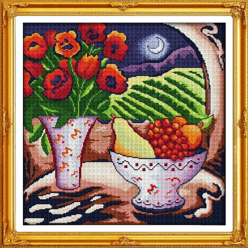 Vase&fruit under the moon cross stitch kits 14ct white 11ct print on canvas embroidery set sewing hand made crafts home decor
Vase&fruit under the moon cross stitch kits 14ct white 11ct print on canvas embroidery set sewing hand made crafts home decor