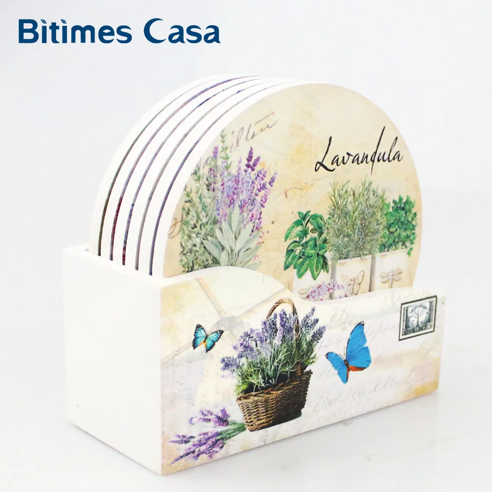 Floral Lavender Pattern Round Wood Coaster Coffee Cup Mat Pad 6PCS Set With Decoration Box Gift Packing Home Decoration Gift
Floral Lavender Pattern Round Wood Coaster Coffee Cup Mat Pad 6PCS Set With Decoration Box Gift Packing Home Decoration Gift