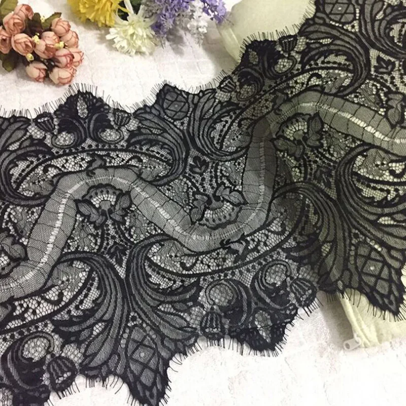6M/Lot Width 34CM exquisite eyelash lace fabric DIY adornment accessories black lace fabric
6M/Lot Width 34CM exquisite eyelash lace fabric DIY adornment accessories black lace fabric