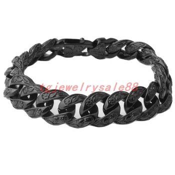 Biker Men's Women's Chain Bracelet Vintage Black Color Stainless Steel Cating Curb Cuban Link Chain Bangles Punk Jewelry 9"*15mm
Biker Men's Women's Chain Bracelet Vintage Black Color Stainless Steel Cating Curb Cuban Link Chain Bangles Punk Jewelry 9"*15mm