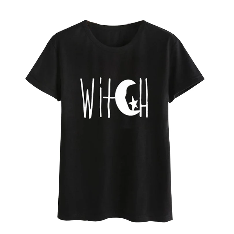 Black Gothic Witch Letter Printed Summer T-shirts Short Sleeve O-Neck Moon Star Pattern Women Tees Tops Female Shirts tshirt
Black Gothic Witch Letter Printed Summer T-shirts Short Sleeve O-Neck Moon Star Pattern Women Tees Tops Female Shirts tshirt
