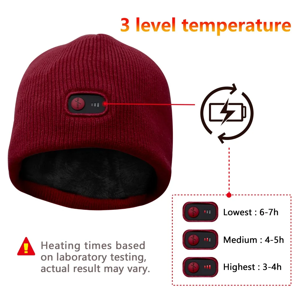 Red 7.4V battery heated Beanie Caps for Women Heated WarmStretchy Soft Winter Knit Caps Headwear
Red 7.4V battery heated Beanie Caps for Women Heated WarmStretchy Soft Winter Knit Caps Headwear