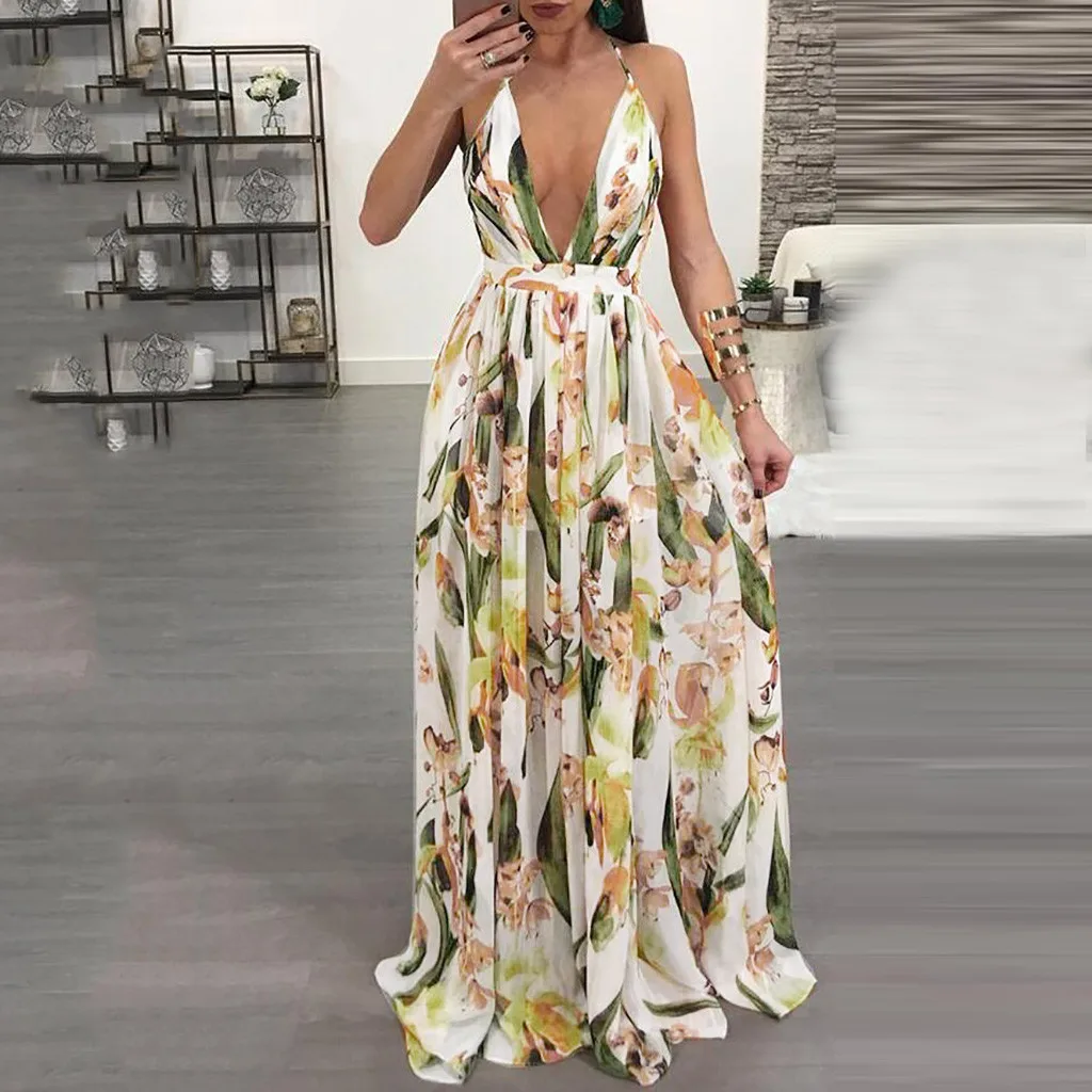 Women Casual Long Maxi Sundress Beach Party Boho Floral Print Dress Fashion ladies' clothing
Women Casual Long Maxi Sundress Beach Party Boho Floral Print Dress Fashion ladies' clothing
