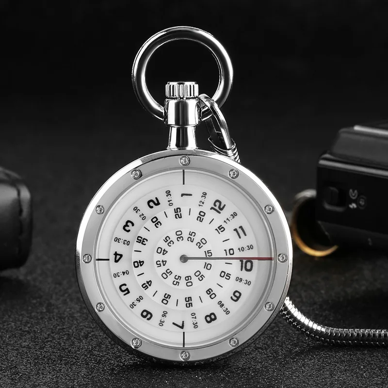 White Unique Unisex Pocket Watch Mini Turntable Numerals Dial Quartz Clock Best Gift for Men Women Snake Chain Watch
White Unique Unisex Pocket Watch Mini Turntable Numerals Dial Quartz Clock Best Gift for Men Women Snake Chain Watch